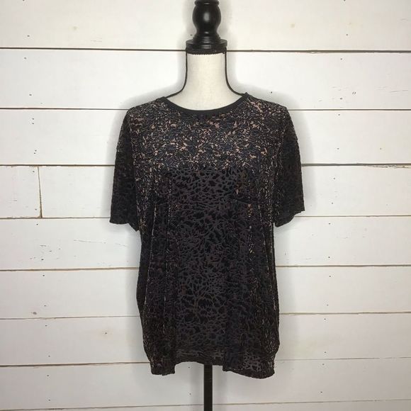 New Free People Teddy Tee Semi Sheer Cheetah Combo - Picture 1 of 7